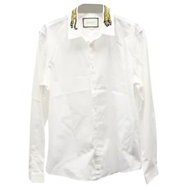 Gucci-Camisa Oxford com apliques Gucci Duke em algodão branco-Branco