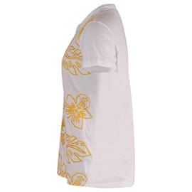 Prada-T-shirt Prada a maniche corte ricamata in cotone bianco-Bianco