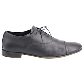 Prada-Prada Chaussures Oxford à Lacets Saffiano en Cuir Noir-Noir