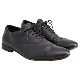 Prada-Prada Chaussures Oxford à Lacets Saffiano en Cuir Noir-Noir