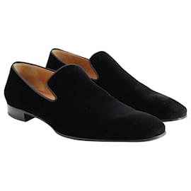 Christian Louboutin-Christian Louboutin Dandelion Loafers in Black Velvet -Black