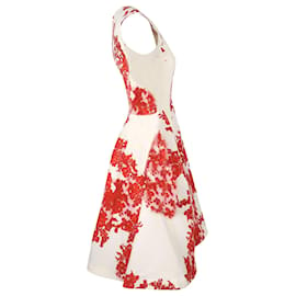 Thom Browne-Vestido midi floral com painéis Thom Browne em seda vermelha-Vermelho