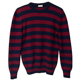 Saint Laurent-Pull Saint Laurent Rayé en Laine Rouge/Bleu-Rouge