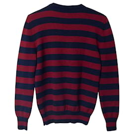 Saint Laurent-Pull Saint Laurent Rayé en Laine Rouge/Bleu-Rouge