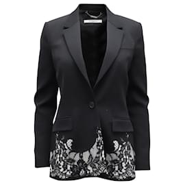 Givenchy-Givenchy Lace-Trimmed Single-Breasted Blazer in Black Wool-Black