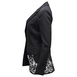 Givenchy-Givenchy Lace-Trimmed Single-Breasted Blazer in Black Wool-Black
