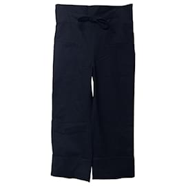 Loewe-Pantaloni arricciati con cintura Loewe in cotone nero-Nero