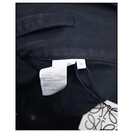 Loewe-Calça Loewe com cinto franzido em algodão preto-Preto