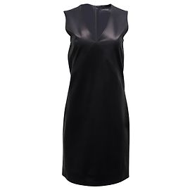 The Row – Ärmelloses Minikleid mit V-Ausschnitt aus schwarzem Leder Schwarz
