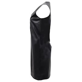 The row-The Row Sleeveless V-Neck Mini Dress in Black Leather-Black