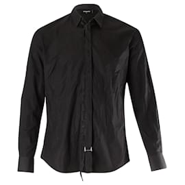Dsquared2-Dsquared2 Necktie Shirt in Black Cotton-Black