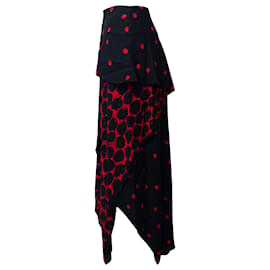 Proenza Schouler-Proenza Schouler Asymmetric Tiered Skirt in Black and Red Viscose-Multiple colors