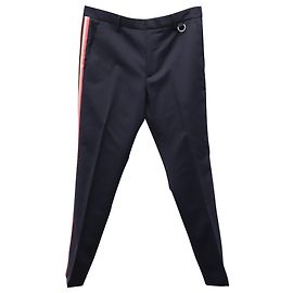 Valentino Garavani Side Stripe Slim-Fit Trousers in Black Wool Black