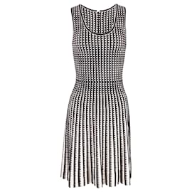 Michael Kors-Michael Kors Geometric Two-Tone Knitted Flared Dress in Black and White Viscose -Other