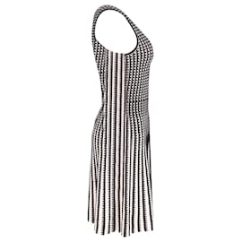 Michael Kors-Michael Kors Geometric Two-Tone Knitted Flared Dress in Black and White Viscose -Other