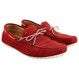 Tod's-Tod's Moccasins Driving Loafers in Red Suede-Red