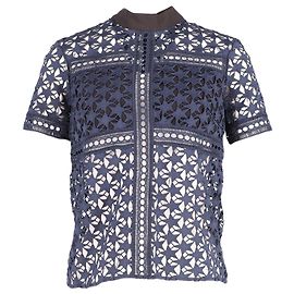 Self portrait Self-Portrait Star Pattern Sheer Top in Navy Blue Polyester Blue Navy blue
