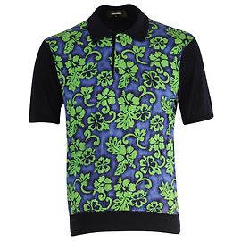 Dsquared2 Polo imprimé hawaïen en laine verte Vert