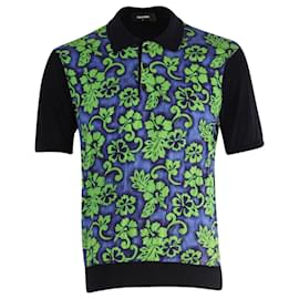 Dsquared2-Dsquared2 Hawaiian Print Polo Shirt in Green Laine-Green
