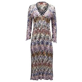 Vestido Kaftan com estampa de manga longa e decote em V Missoni em seda multicolorida Outro Impressão em python