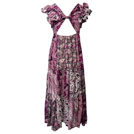 Ulla Johnson-Ulla Johnson Zoya Ruffled Dress in Pink & Purple Cotton-Multiple colors