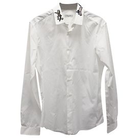 Valentino Garavani Slim-Fit Camisa Embelezada em Algodão Branco Branco