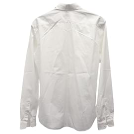Valentino Garavani-Camicia Decorata Slim Fit Valentino Garavani in Cotone Bianco-Bianco