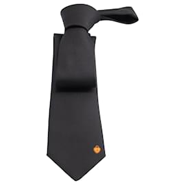 Hermès-Hermès 7 La Clef du Bonheur Tie in Black Silk-Black