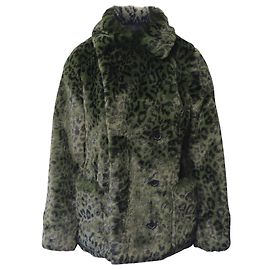 Zadig & Voltaire Kunstpelzmantel mit Leopardenmuster aus grünem Polyester Andere
