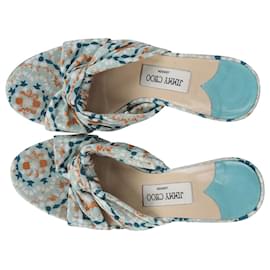 Jimmy Choo-Jimmy Choo Printed Slip On High Heel Sandals in Multicolor Cotton -Other