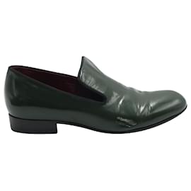 Céline-Celine Flat Loafers in Green Leather-Green,Khaki