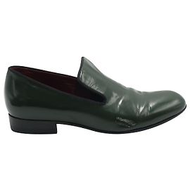 Céline Mocassins Plats Celine en Cuir Vert Vert Kaki