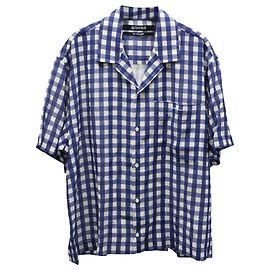 Jacquemus 'La Chemise Jean' Camisa Gingham em Viscose Azul Branco Azul