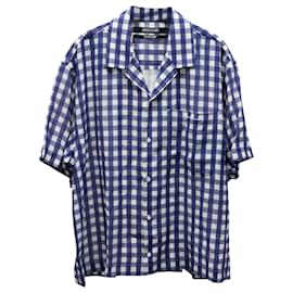 Jacquemus-Jacquemus 'La Chemise Jean' Camisa Gingham em Viscose Azul Branco-Azul