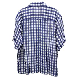 Jacquemus-Jacquemus 'La Chemise Jean' Camisa Gingham em Viscose Azul Branco-Azul