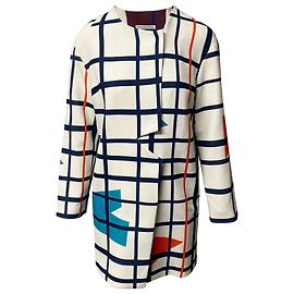 Rejina Pyo Lightweight Geometric Print Coat in White Viscose White
