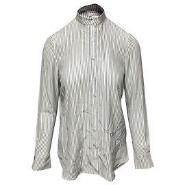 Frame Denim Camicia a righe Frame Classic in Charmeuse di seta blu e bianca Bianco
