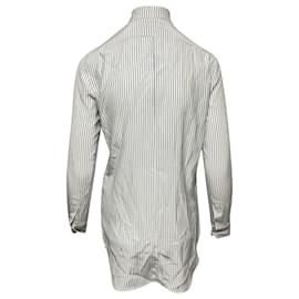 Frame Denim-Frame Classic Stripe Shirt in Blue and White Silk Charmeuse-White