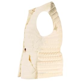 Brunello Cucinelli-Brunello Cucinelli Puffer Vest in Ecru Silk-White,Cream