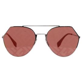 Fendi Eyeline Aviator Sunglasses in Red Metal Red
