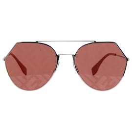 Fendi-Óculos de sol Fendi Eyeline Aviator em metal vermelho-Vermelho