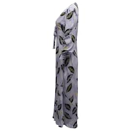 Miu Miu-Vestido largo con estampado de hojas en seda violeta de Miu Miu-Púrpura