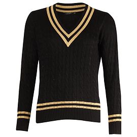 Maglia a maniche lunghe Ralph Lauren Cricket in cotone nero e oro metallizzato Multicolore