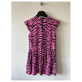 Saint Laurent-Saint Laurent dress (black and pink zebra print)-Black,Pink
