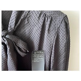 Camicetta Saint Laurent in seta nera con fiocco Nero