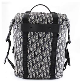 Christian Dior-* Christian Dior Oblique Safari Backpack Rucksack Canvas Dark Blue Navy Men's Dior Monogram Logo Light-Navy blue