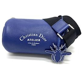 Dior-*Dior Atelier Roller Bag Cylindrical Diagonal Shoulder Bag Leather Men's Blue-Blue