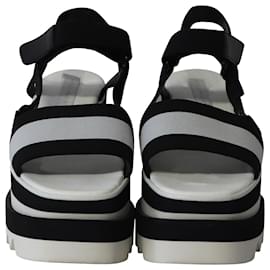 Stella Mc Cartney-Stella Mccartney Elyse Chunky Platform Sandals in Monochromatic Black Canvas -Black