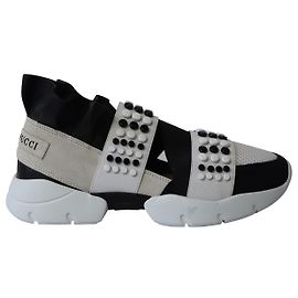 Emilio Pucci City Up Ruffled Sneakers in Monochromatic Black Suede Black
