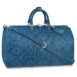 Louis Vuitton-LV Keepall 50 Couro jeans-Azul